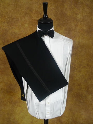 60s Vintage Black Barathea Wool Dinner Suit Trousers - Selection of Sizes