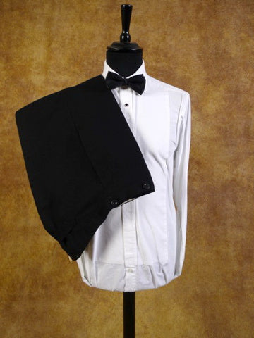 1930s 1940s English-Cut Black Wool Dinner Trousers 34S