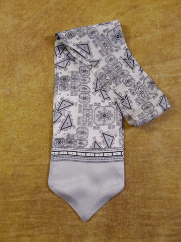 1960s Vintage Grey / Black Pattern Rayon Cravat