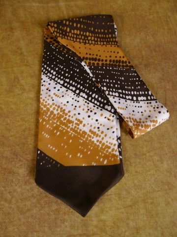 1960s Vintage Brown / Mustard Rayon Cravat