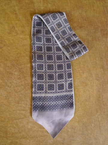 1950s 1960s Vintage Grey Patter Rayon Cravat