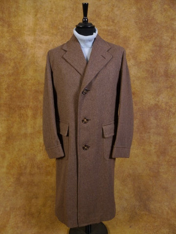 1950s Vintage Brown Full-Length Wool Overcoat 42L