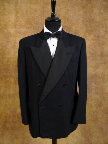 1940s 1950s Vintage Black Barathea Wool Dinner Jacket DJ 42S