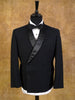 1960s Satin Shawl D/B Black Wool Dinner Suit DJ Jacket 36S