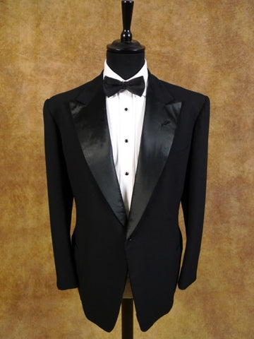 1950s 1960s Bespoke S/B Peak Lapel Dinner Suit Jacket 42S