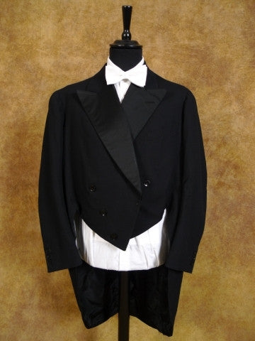 1930 German Bespoke Black Barathea Evening Tailcoat 44S