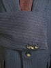 1980s Vintage Aquascutum Grey / Blue Stripe Wool Suit 43R