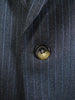 1980s Vintage Aquascutum Grey / Blue Stripe Wool Suit 43R