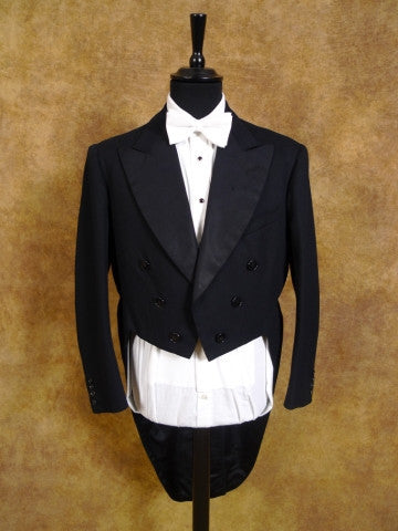 1950s Vintage Savile Row Bespoke Midnight Blue Evening Tailcoat 38S