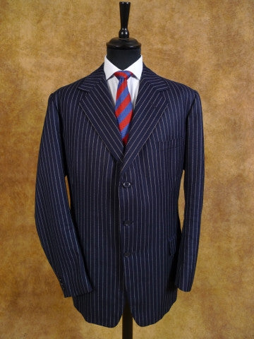 1976 Savile Row Bespoke Navy Blue Rope Stripe Suit Jacket / Blazer 44L