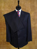 1980s DAKS Jermyn Street Pure New Wool Navy Blue w/ Rope Stripe Suit 42S