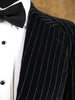 1970s Tailored Black w/ White Pin-Stripe Velvet Suit 38R