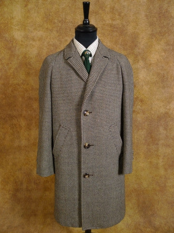 1960s Vintage Green / Brown Houndstooth Raglan Coat 38S
