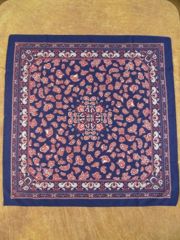 Barbour Pure Cotton Navy Blue / Red Paisley Pattern Handkerchief