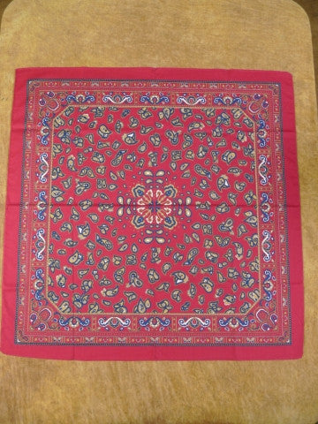 Barbour Pure Cotton Red / Navy Blue Paisley Pattern Handkerchief
