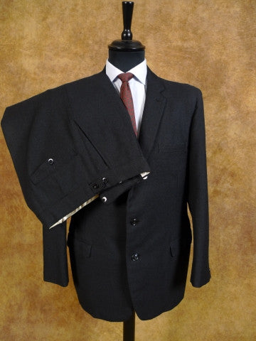 1960s Vintage Charcoal Grey Worsted Wool Slim Lapel Suit 39S