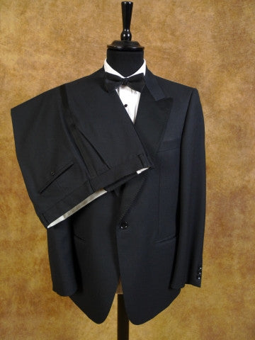 1970s 1980s Harrods London 100% Virgin Wool Black Dinner Suit 41S