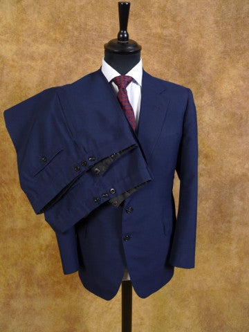1982 Vintage Savile Row Bespoke Navy Blue Suit w/ 2 pairs of trousers 40S