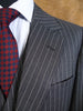 1976 Savile Row Bespoke Grey / White Stripe 3-Piece Suit w/ 2 pairs of trousers 39R
